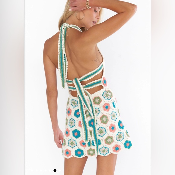 Show Me Your Mumu happy halter Crochet Mini Dress Size XXL - Picture 9 of 9